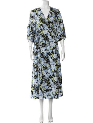 Pre-owned Les Rêveries Silk Floral Print Nightgown In Blue