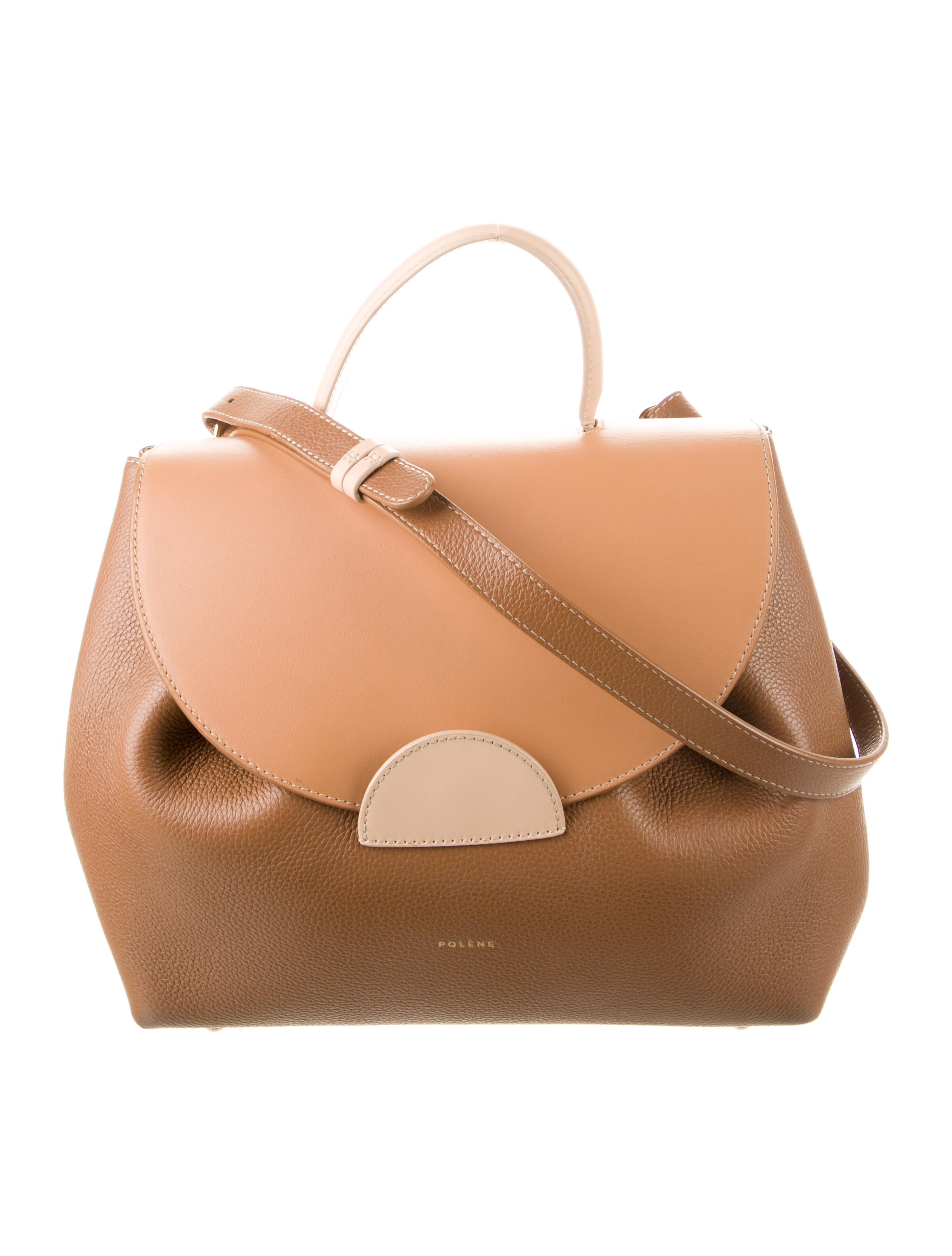 Polène Leather Flap Handle Bag - Brown Handle Bags, Handbags ...