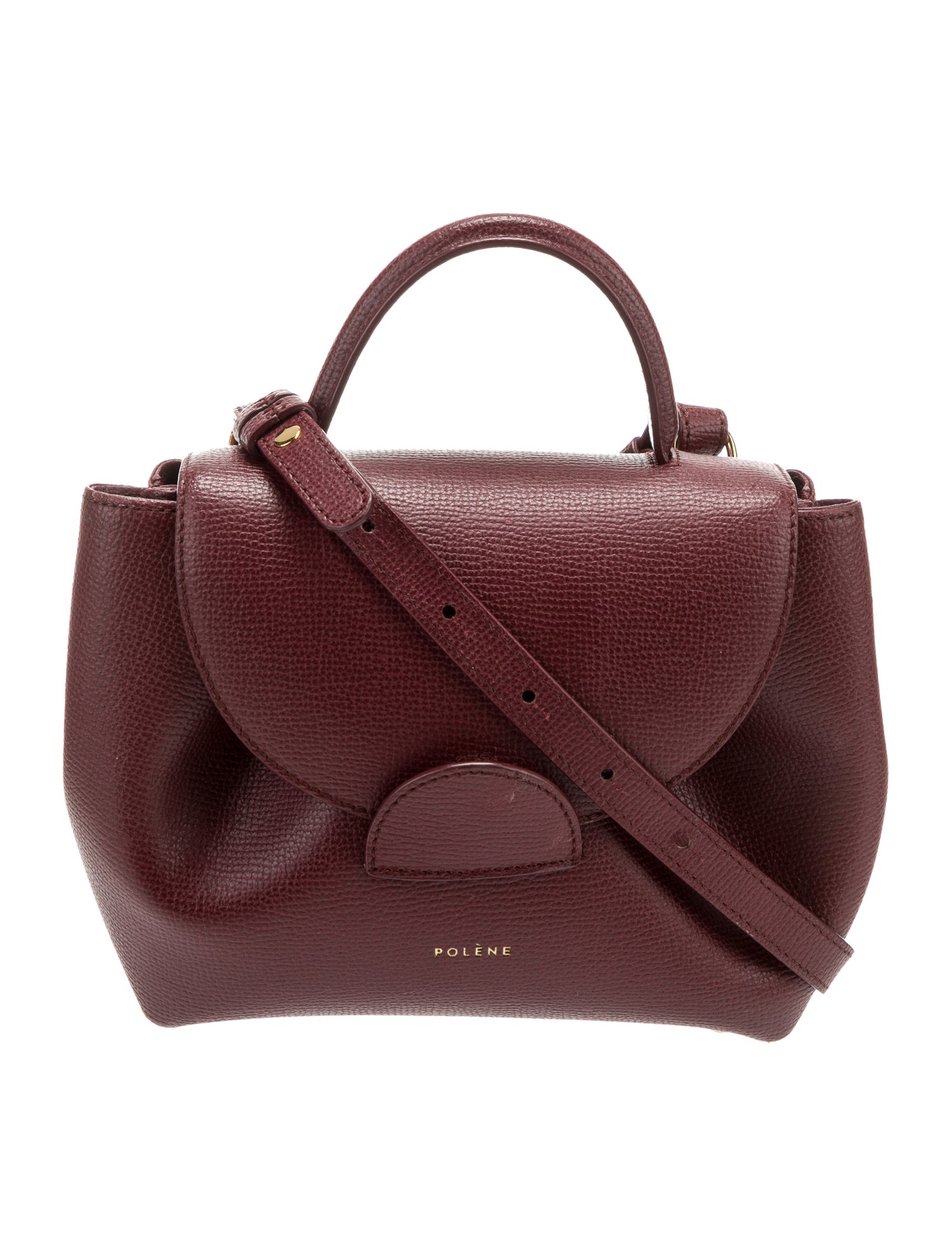Polène Leather Shoulder Bag - Burgundy Shoulder Bags, Handbags ...