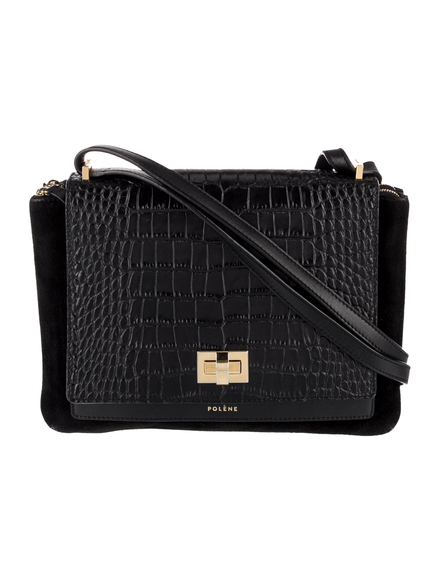 Polène Embossed Leather Shoulder Bag