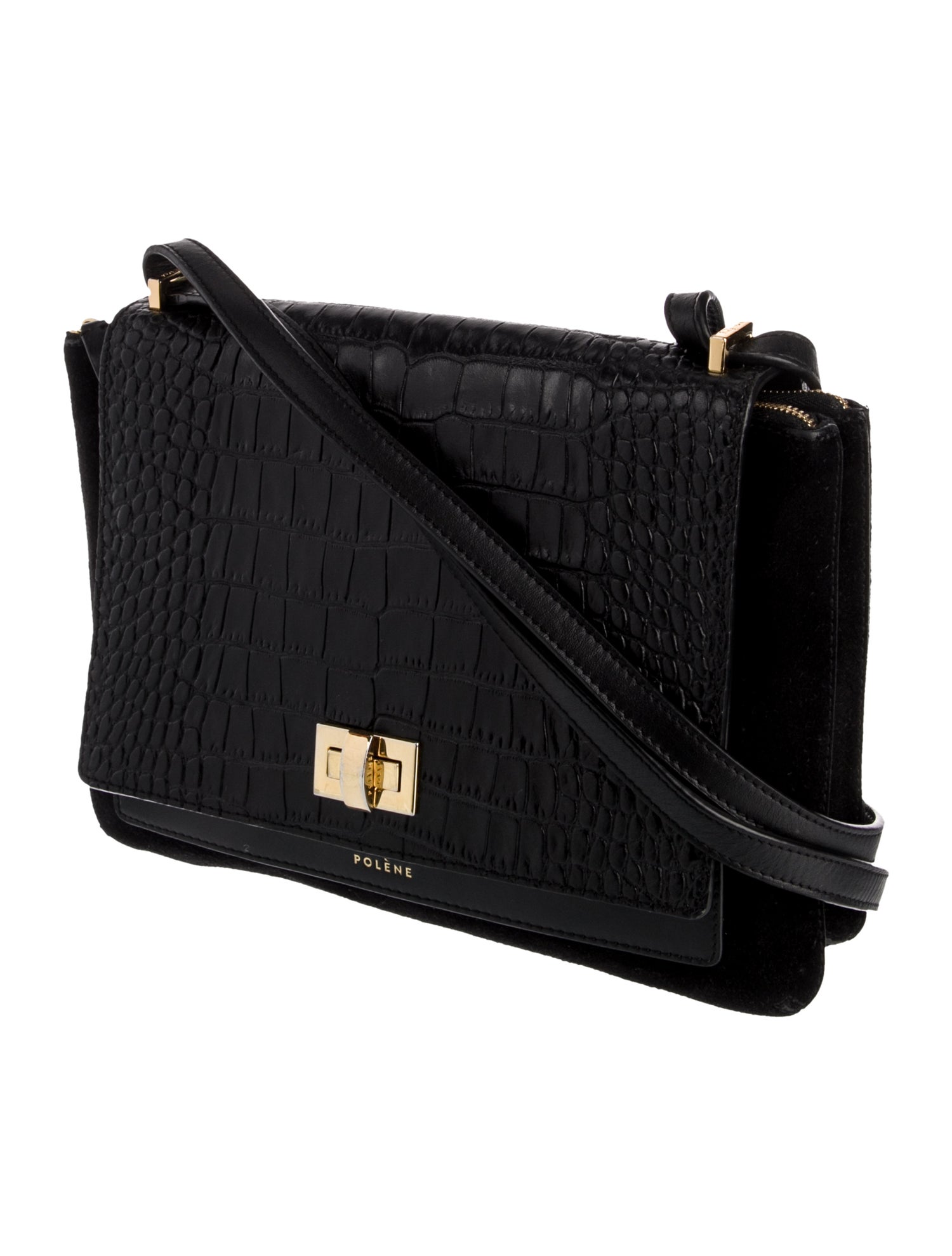 Polène Embossed Leather Shoulder Bag