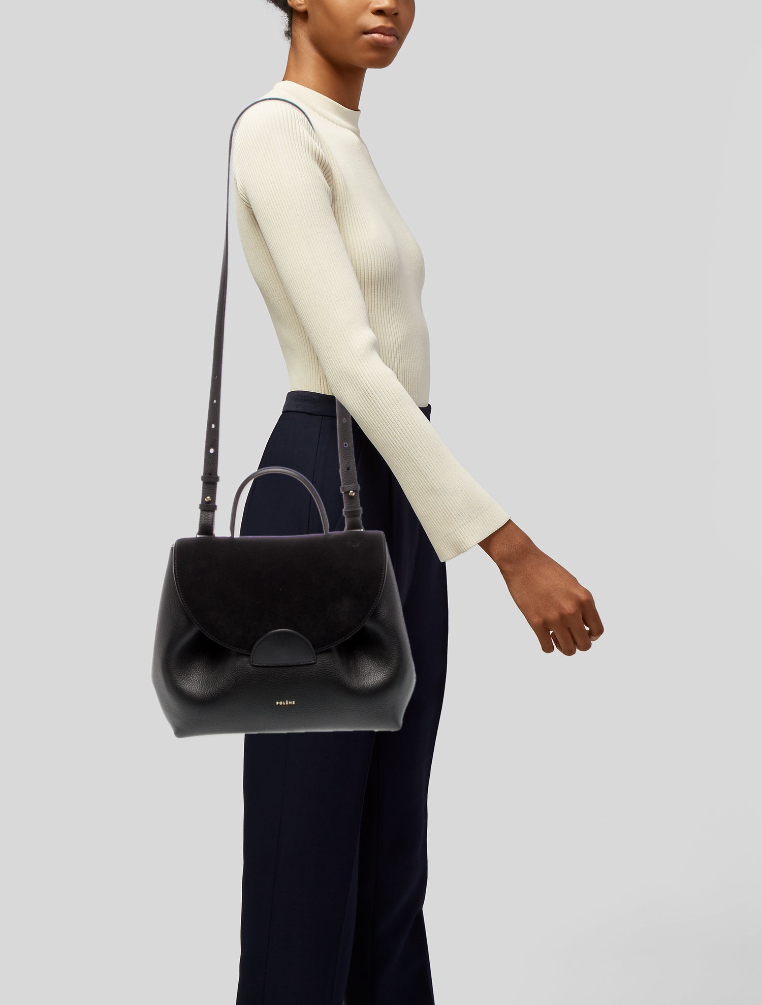 Polène Leather Top Handle Bag