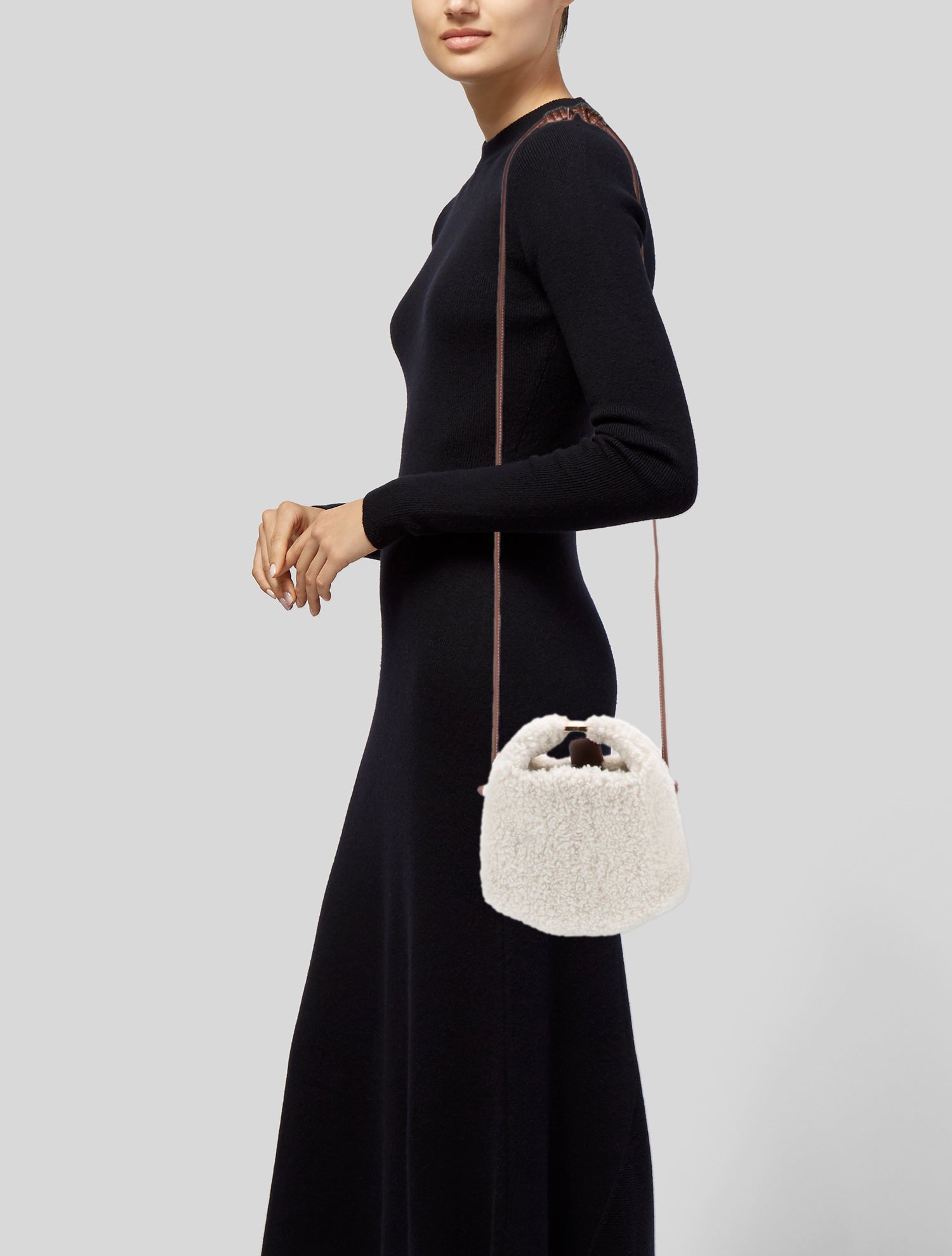 Polène Shearling Crossbody Bag