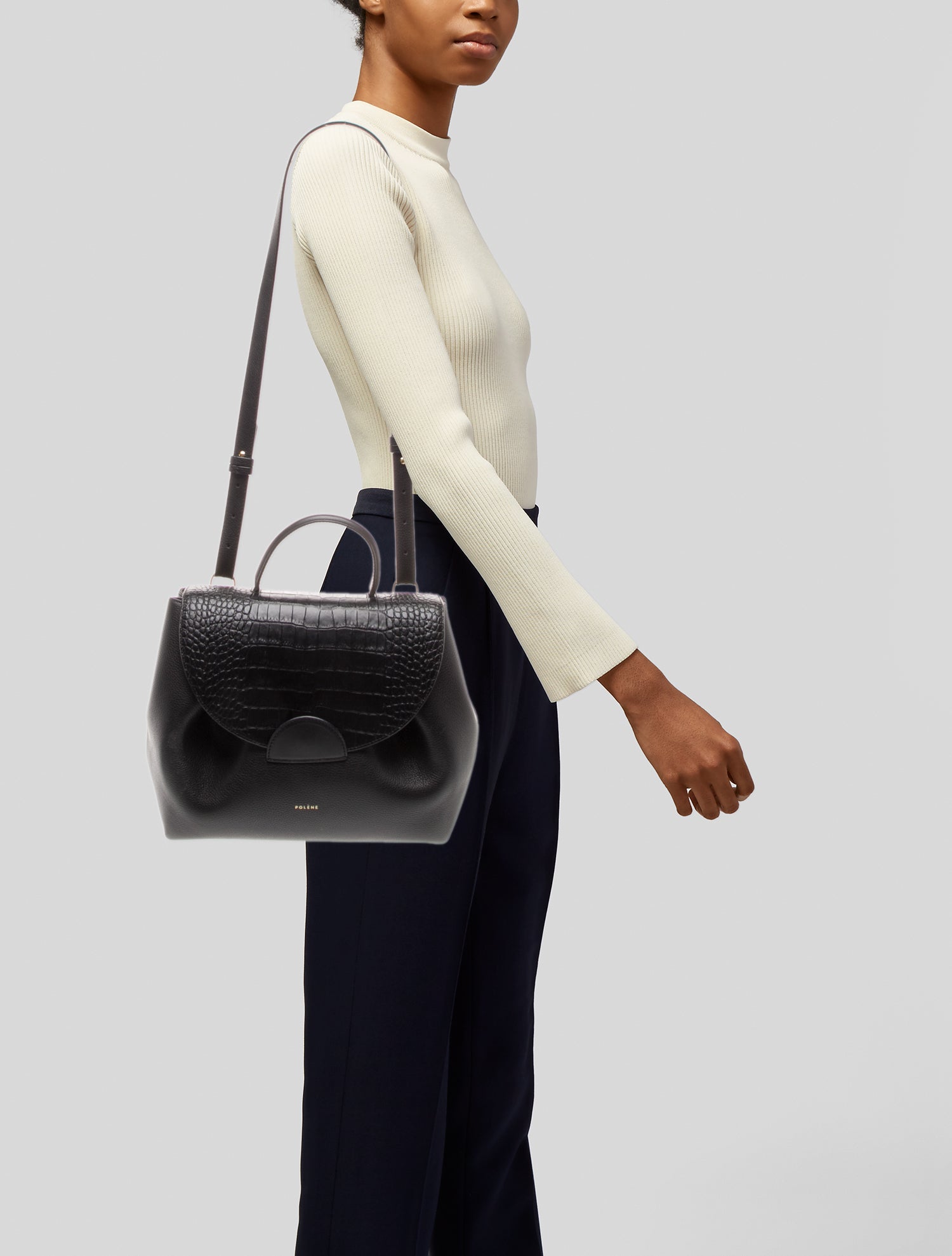 Polène Leather Top Handle Bag