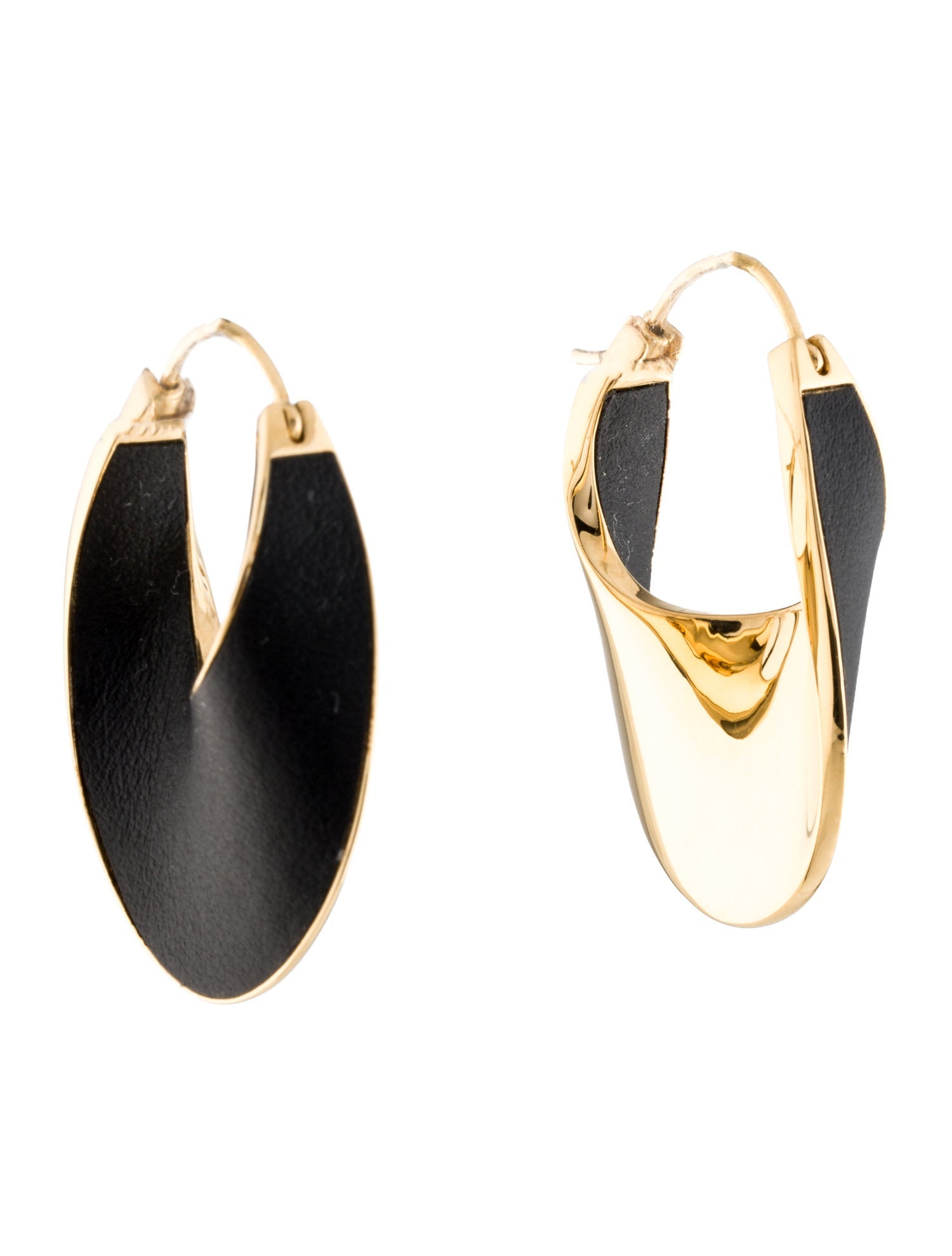 Polène Leather Éole Slim Hoop Drop Earrings