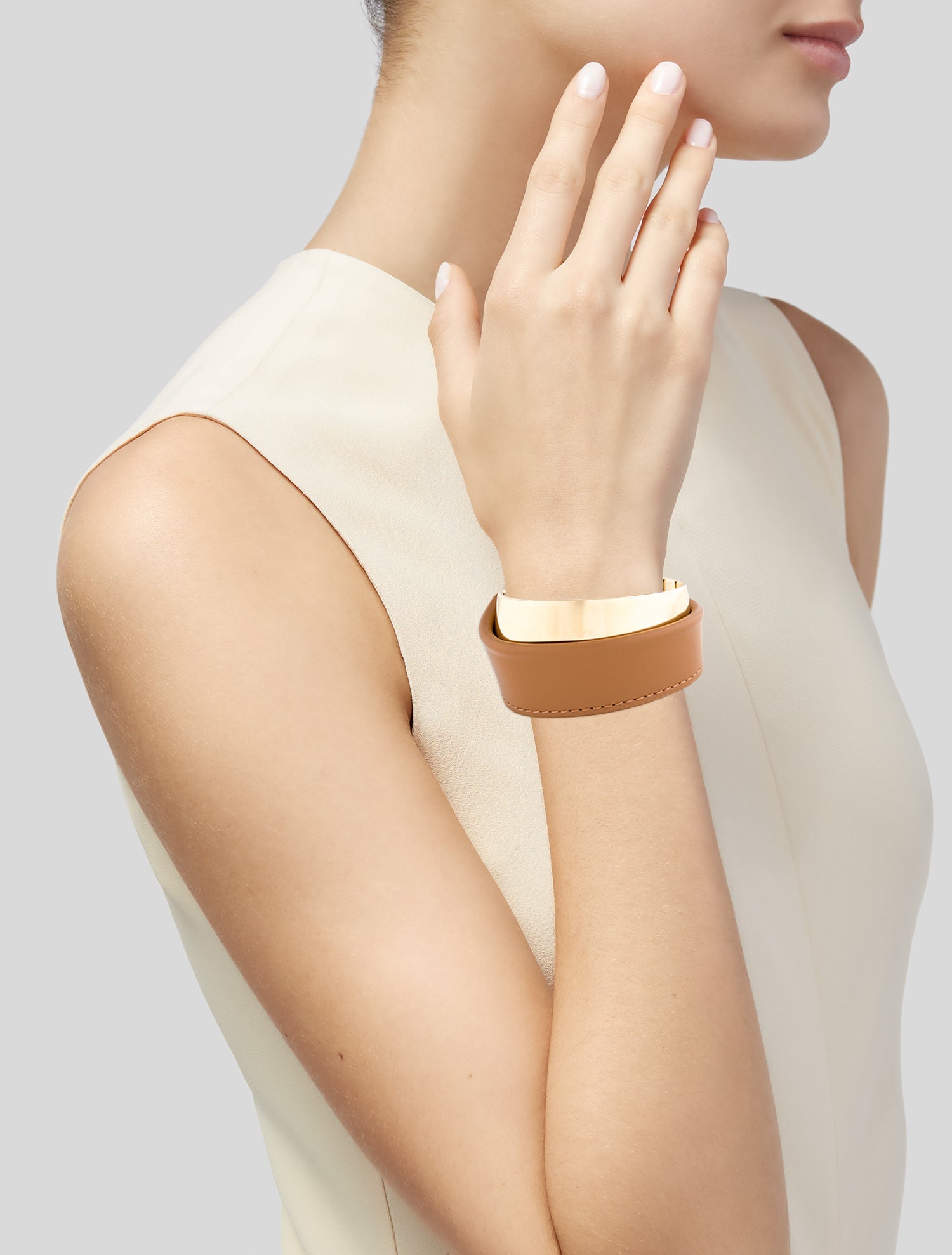 Polène Leather Ormé Cuff Bracelet