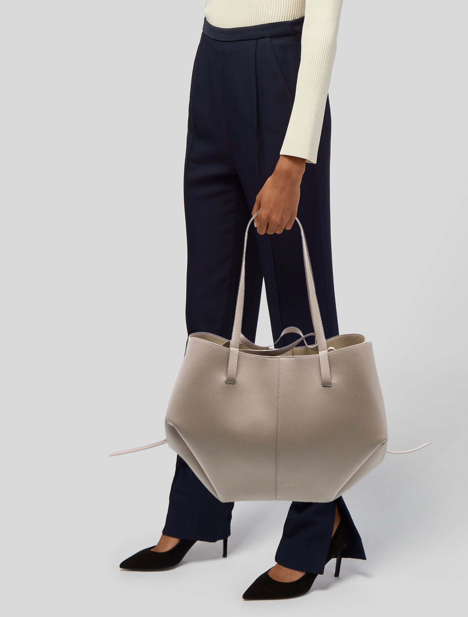 Polène Calf Leather Cyme Mini - Grey Totes, Handbags - WPLNE24503