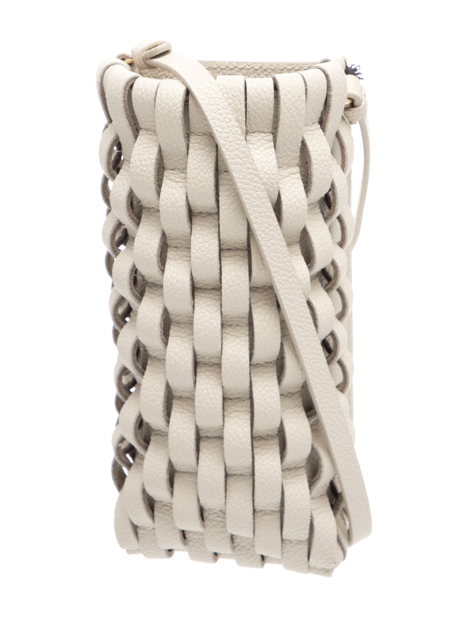 Polène leather woven phone holder with card slots