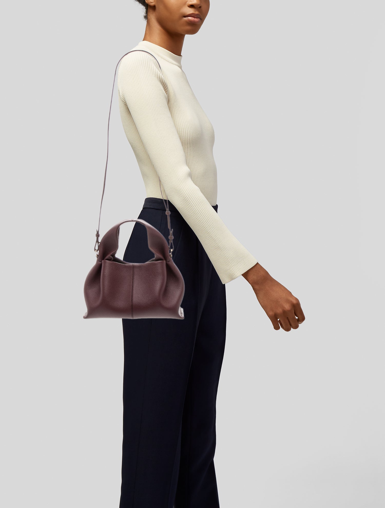 Polène Leather Numéro Neuf Mini - Burgundy Handle Bags, Handbags