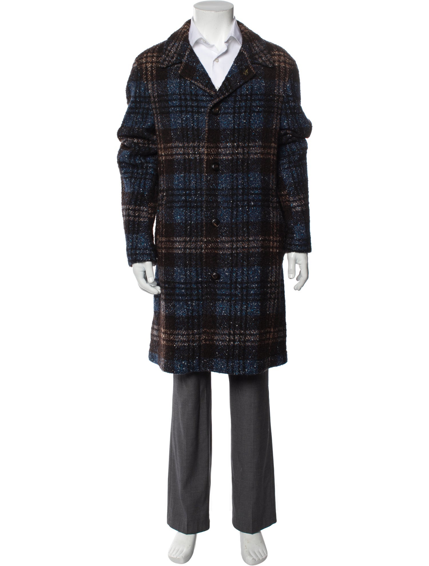Paoloni Plaid Print Overcoat