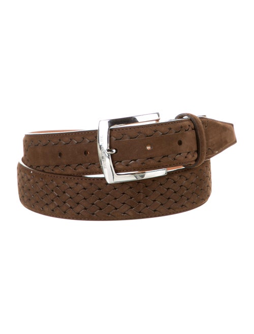 Paul & Shark Suede Woven Belt Brown