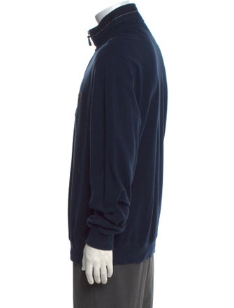 Paul & Shark Graphic Print Mock Neck Cardigan