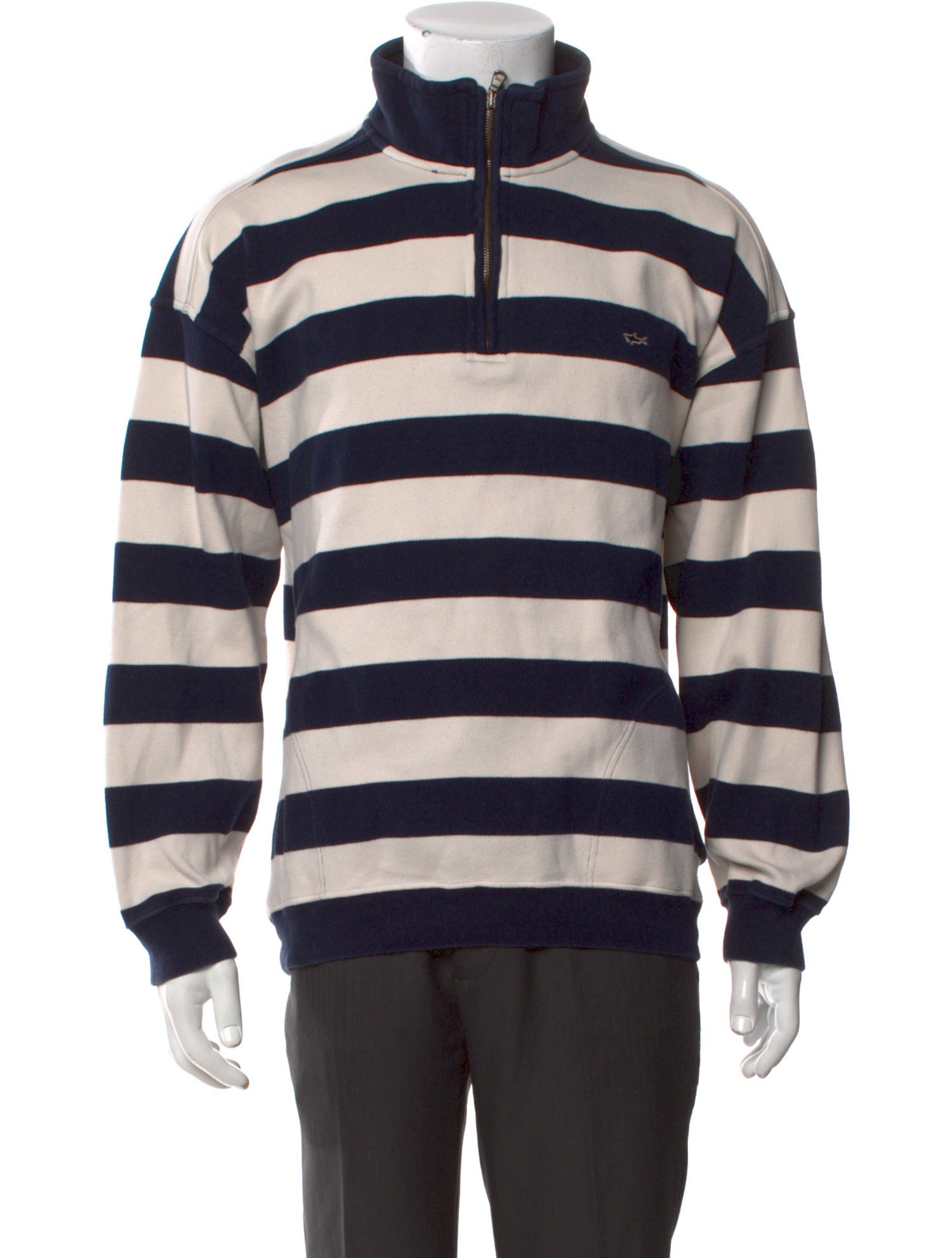 Paul & Shark Striped Mock Neck Pullover