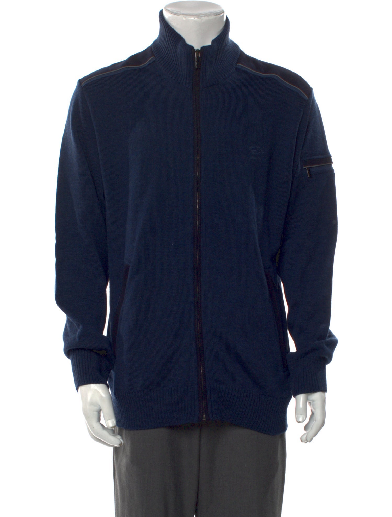 Paul & Shark Virgin Wool Mock Neck Cardigan