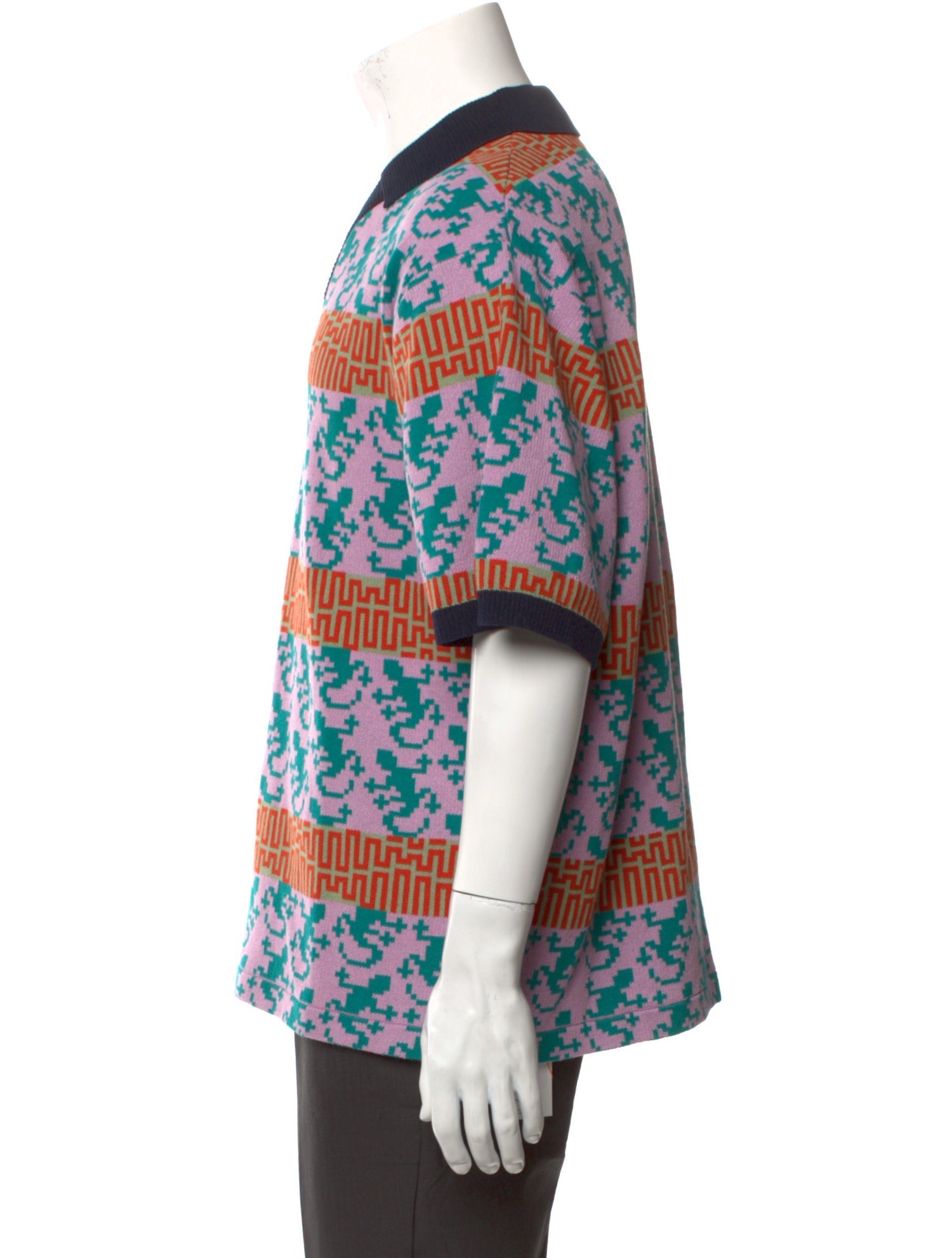 Pleasures Printed V-Neck Polo Shirt