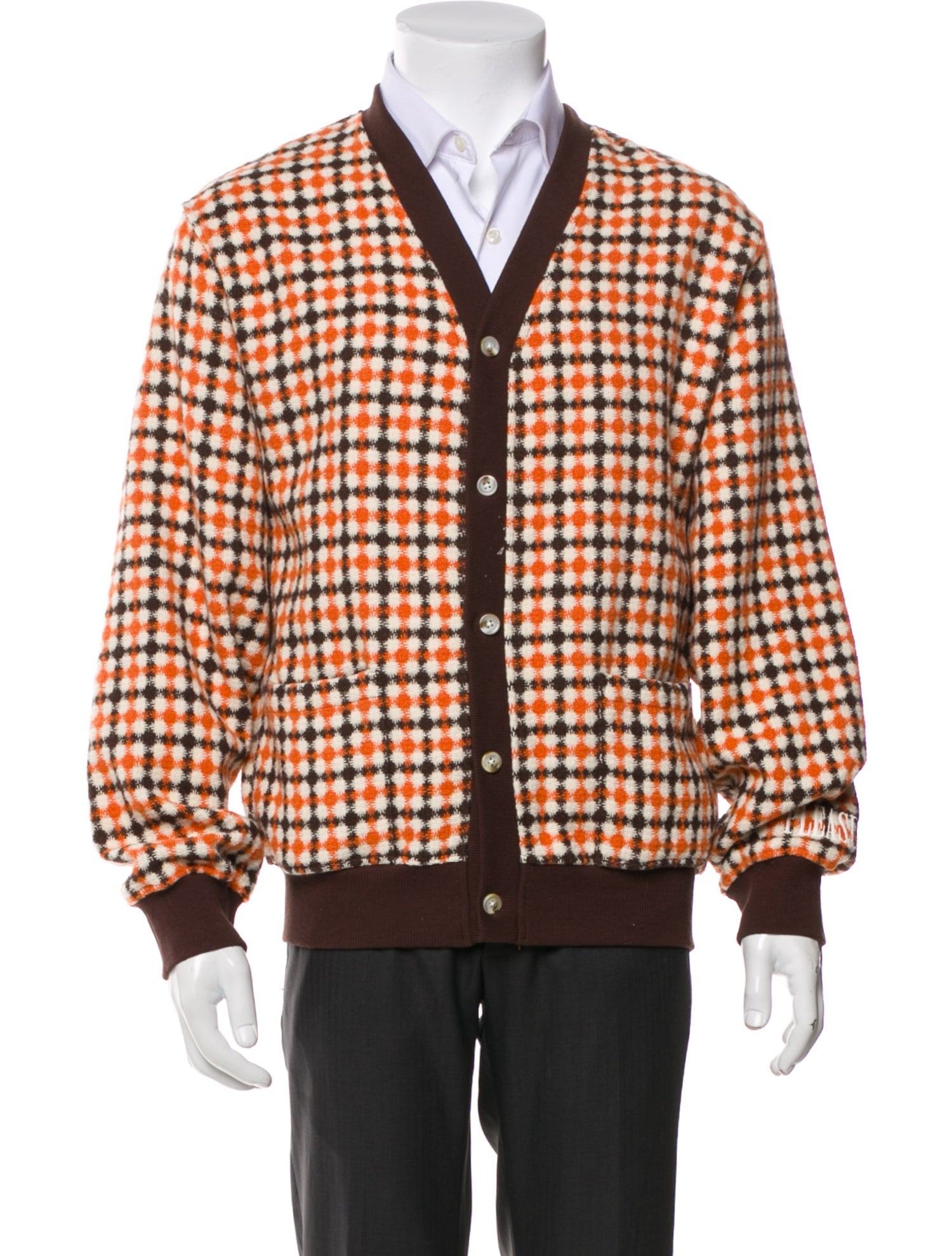 Pleasures Plaid Print V-Neck Cardigan