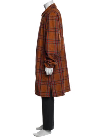 Pleasures Wool Plaid Print Trench Coat