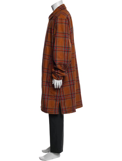 Pleasures Wool Plaid Print Trench Coat