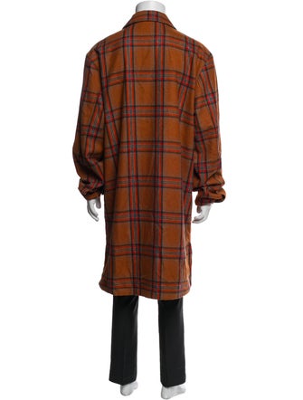 Pleasures Wool Plaid Print Trench Coat