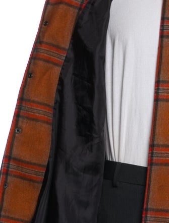 Pleasures Wool Plaid Print Trench Coat