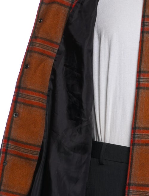 Pleasures Wool Plaid Print Trench Coat