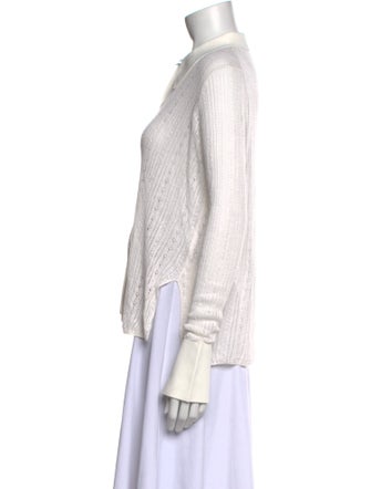 ply-knits Silk Long Sleeve Button-Up Top