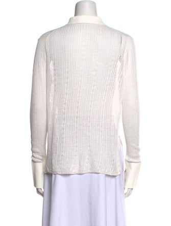 ply-knits Silk Long Sleeve Button-Up Top