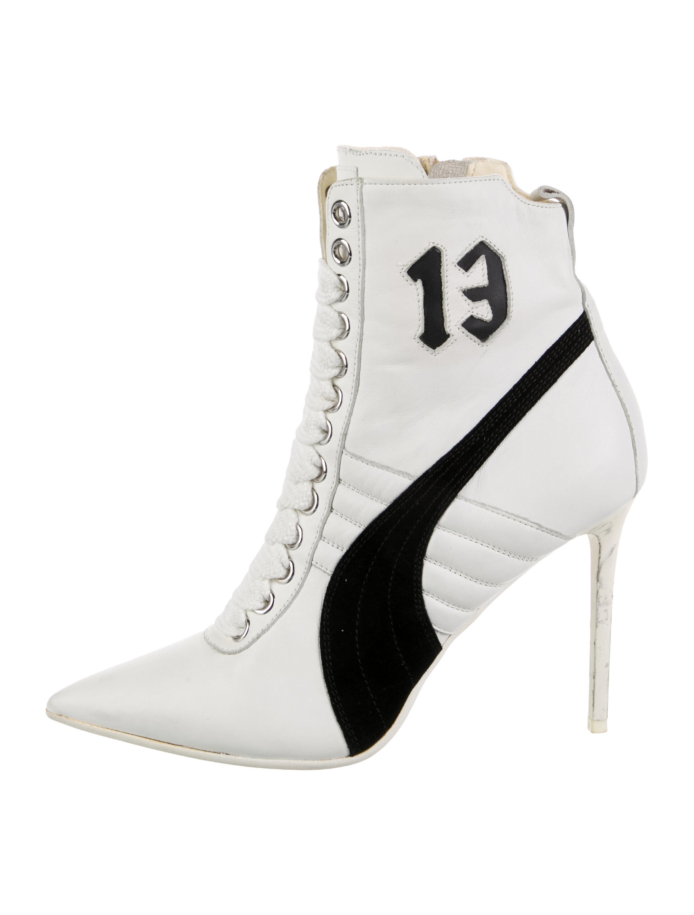 Fenty x Puma Leather Colorblock Pattern Lace-Up Boots