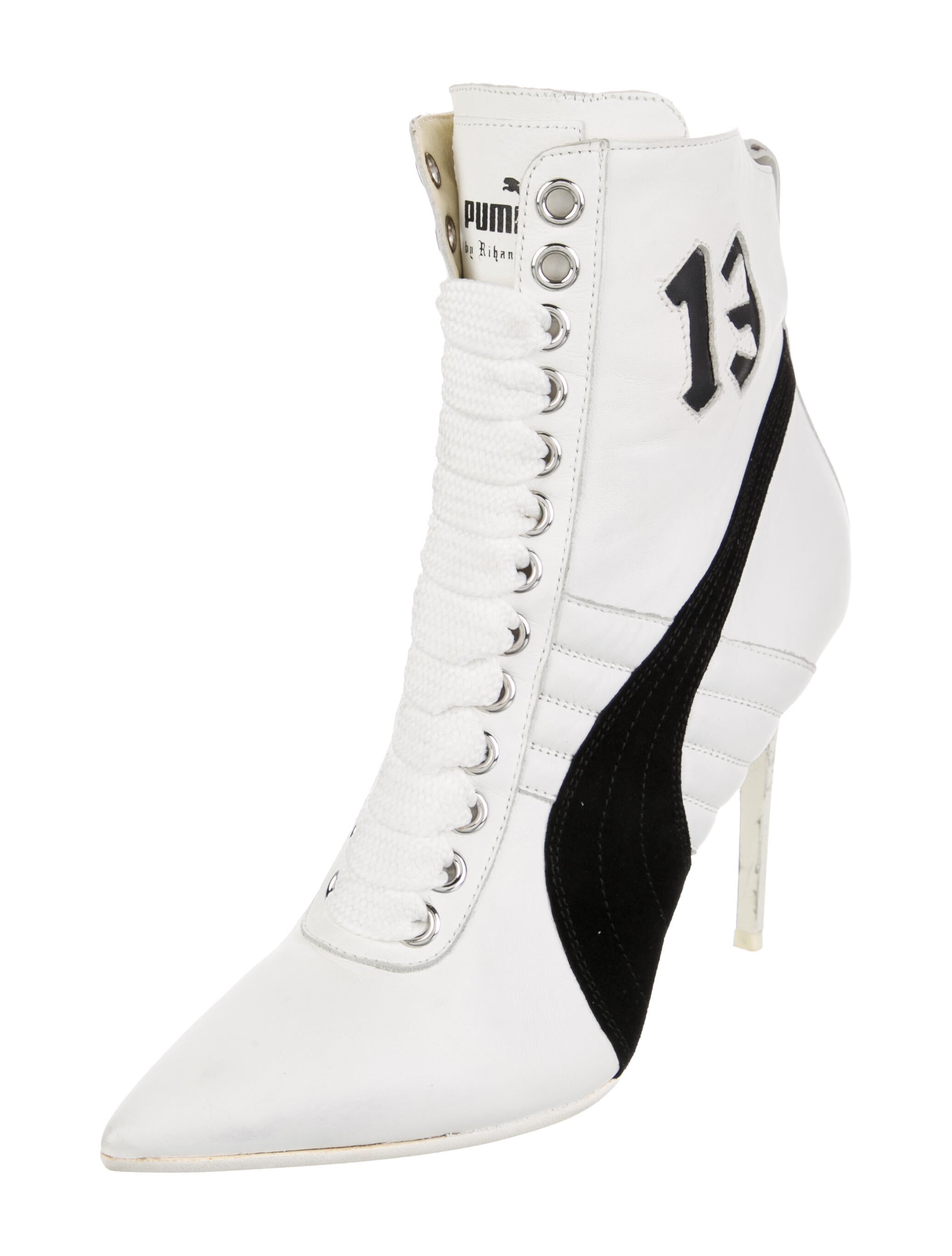 Fenty x Puma Leather Colorblock Pattern Lace-Up Boots