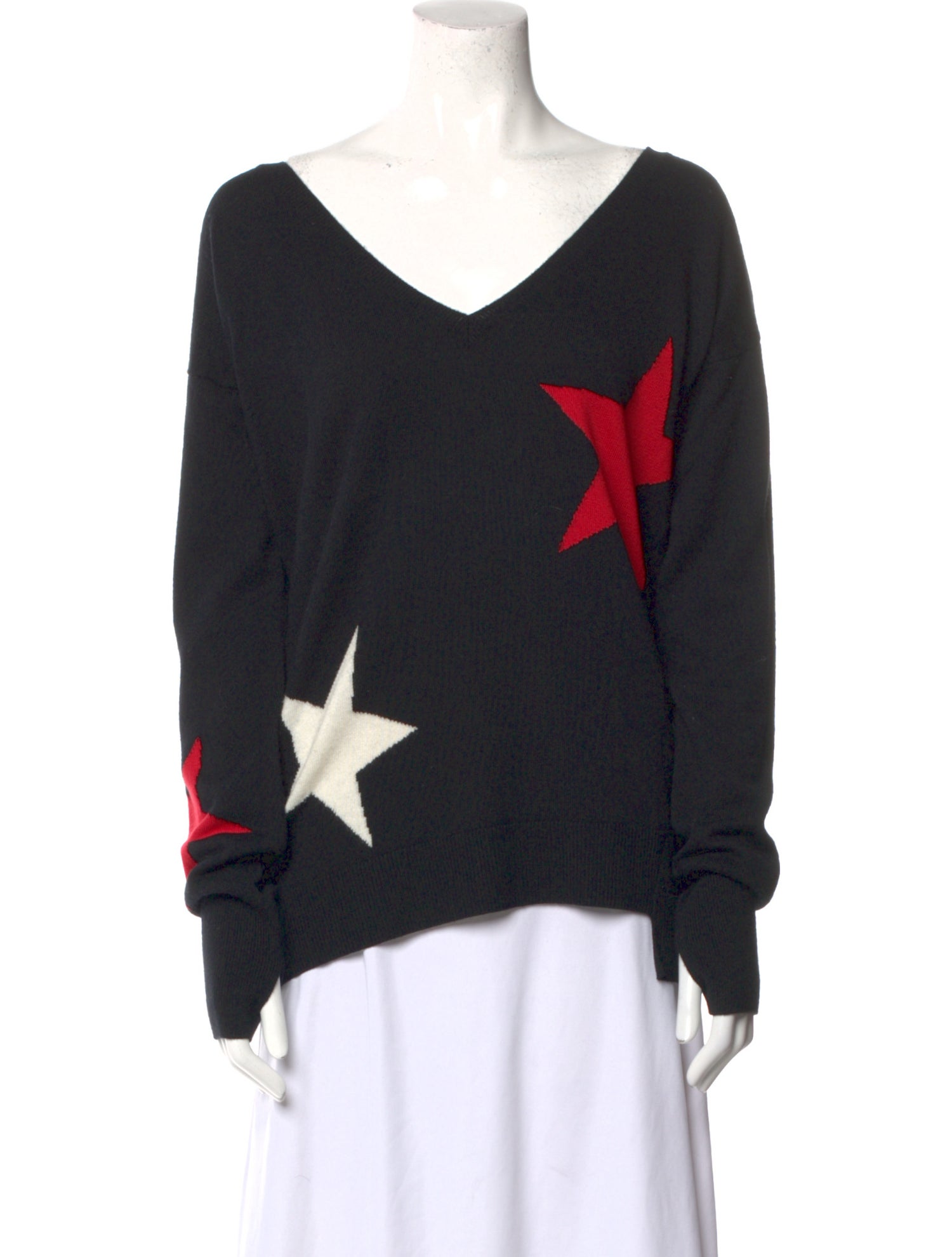 Pam & Gela Graphic Print V-Neck Sweater