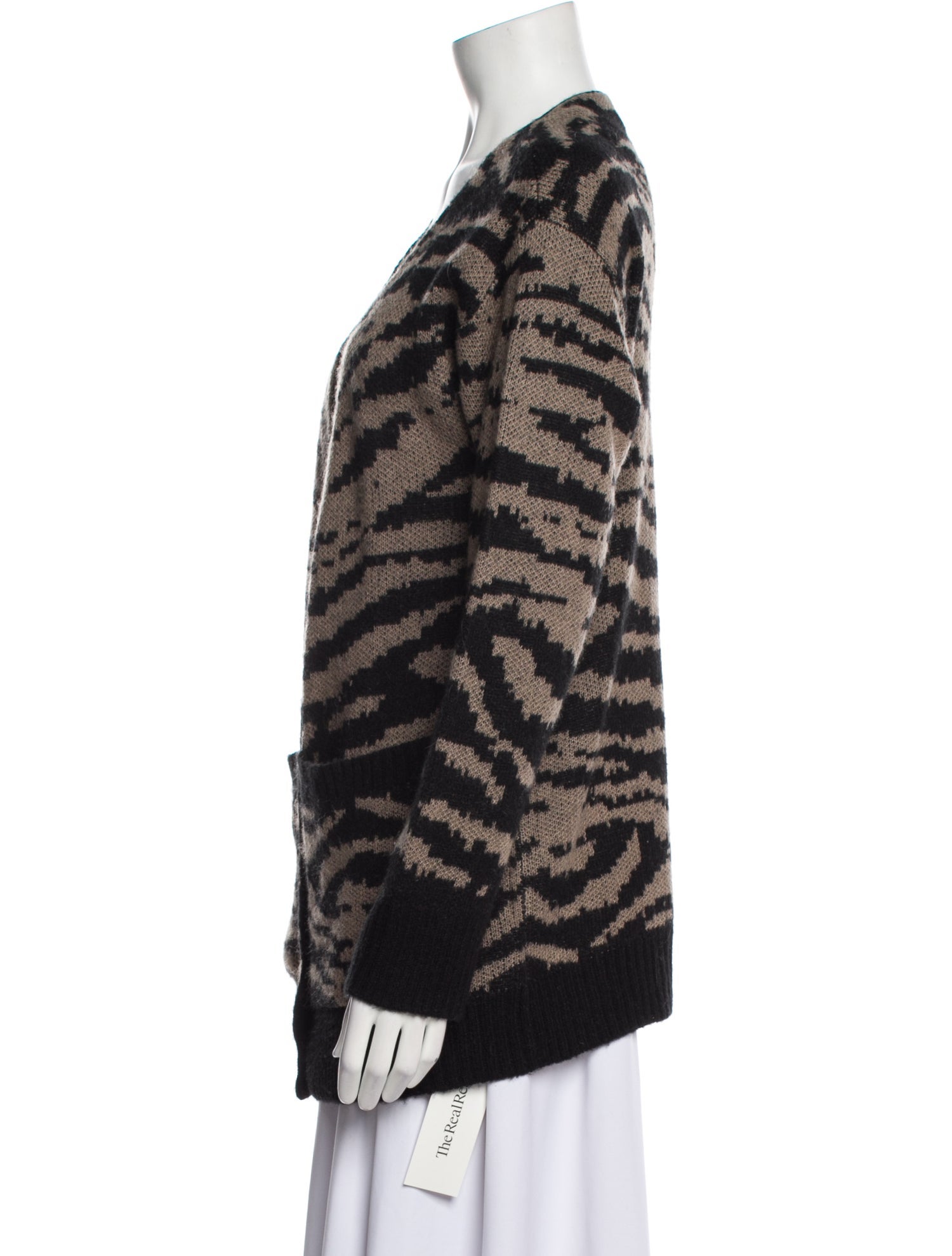 Pam & Gela Animal Print Plunge Neckline Sweater