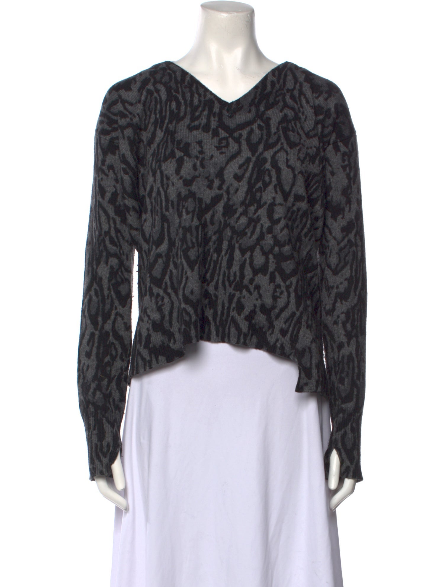 Pam & Gela Animal Print V-Neck Sweater