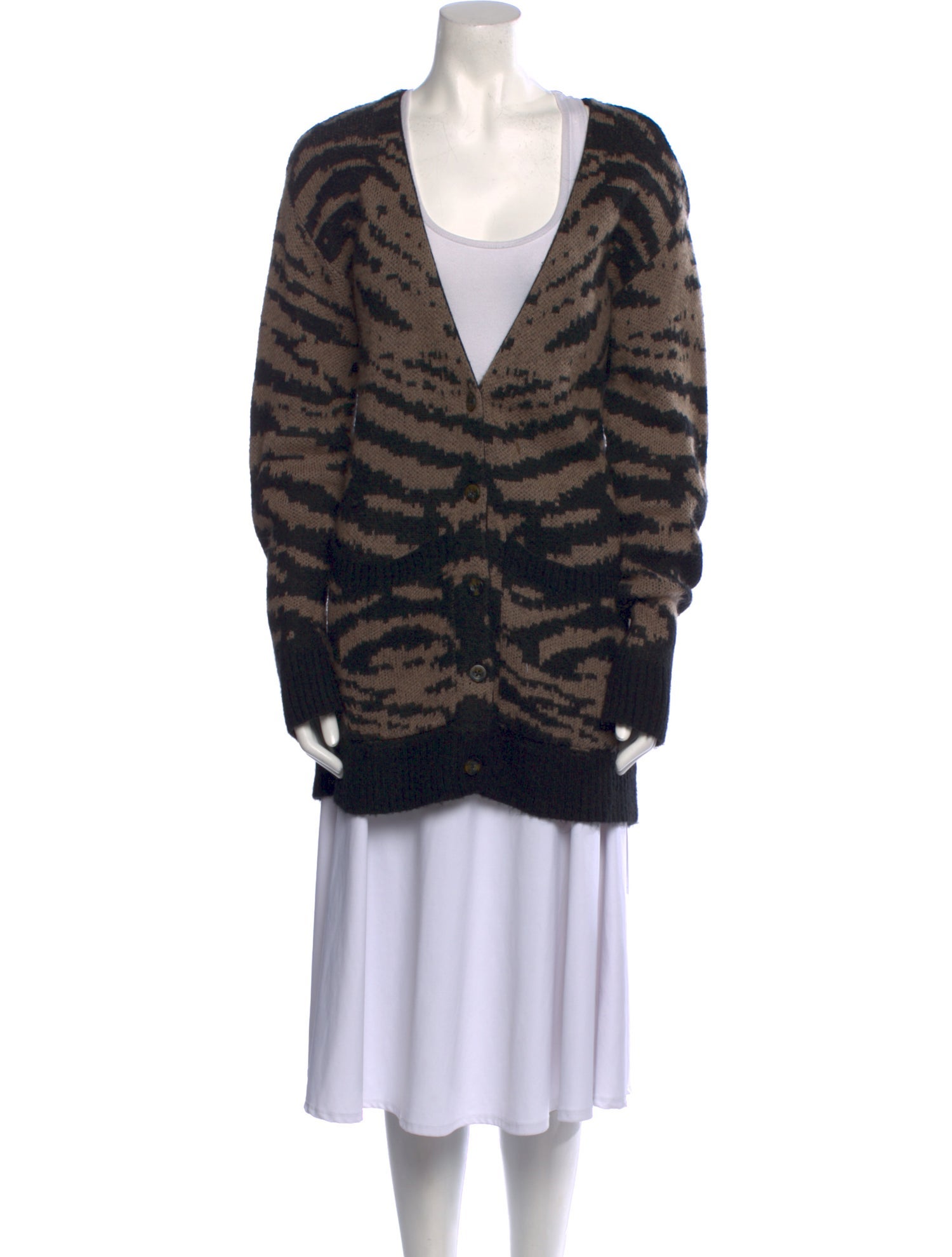Pam & Gela Animal Print Plunge Neckline Sweater