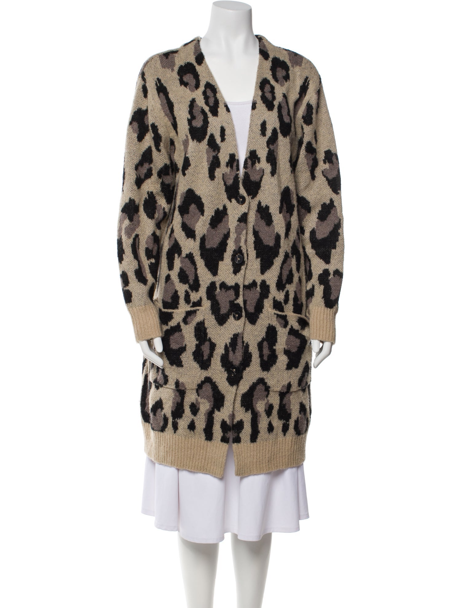Pam & Gela Animal Print V-Neck Sweater
