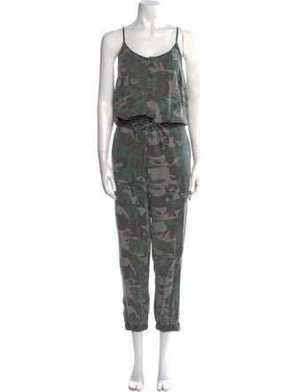 Pam & Gela Camouflage Print Scoop Neck Jumpsuit