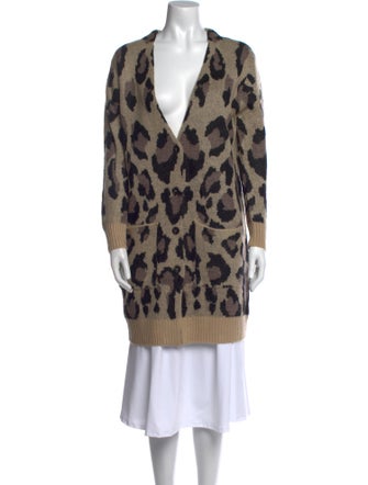 Pam & Gela Animal Print V-Neck Sweater