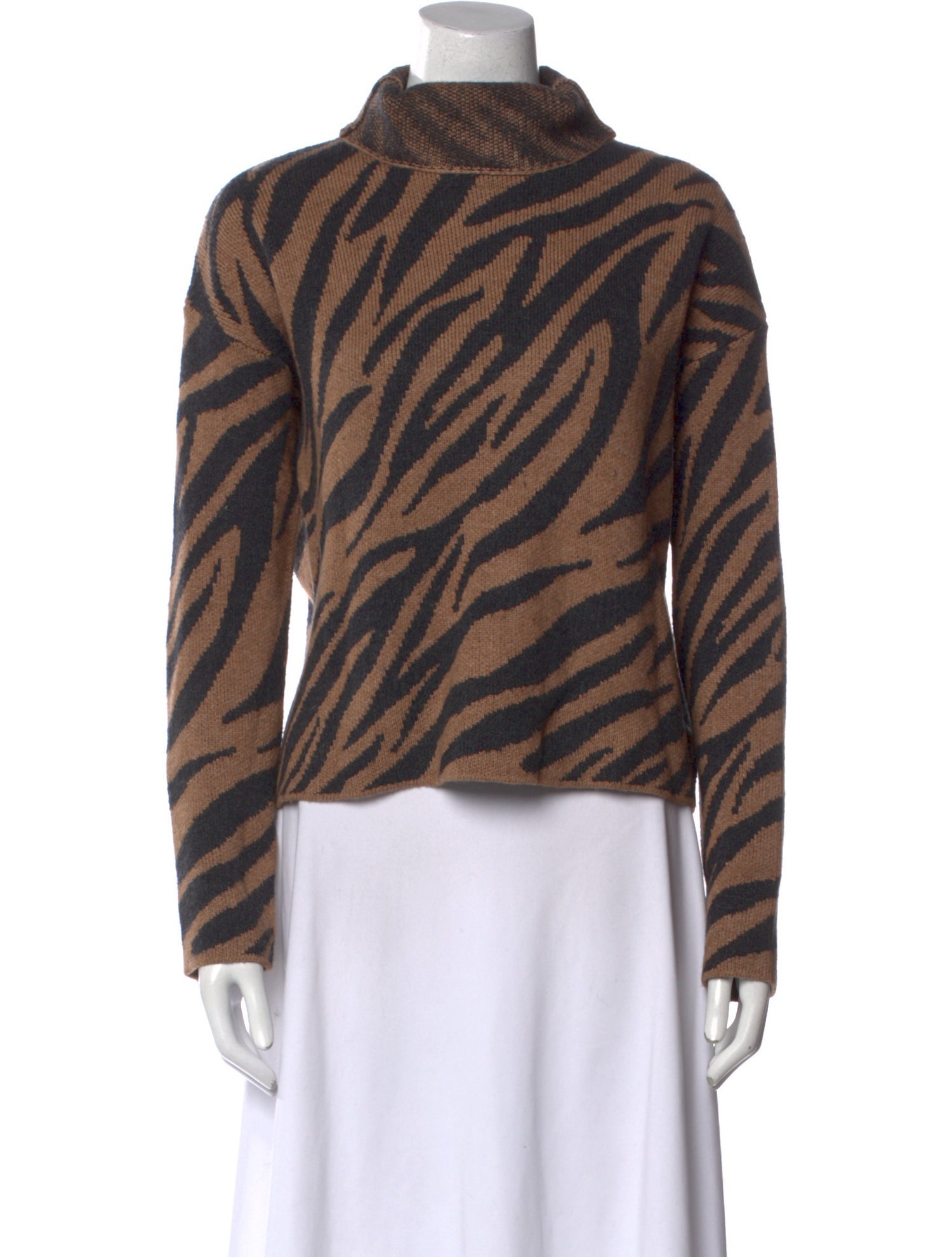 Pam & Gela Animal Print Turtleneck Sweater