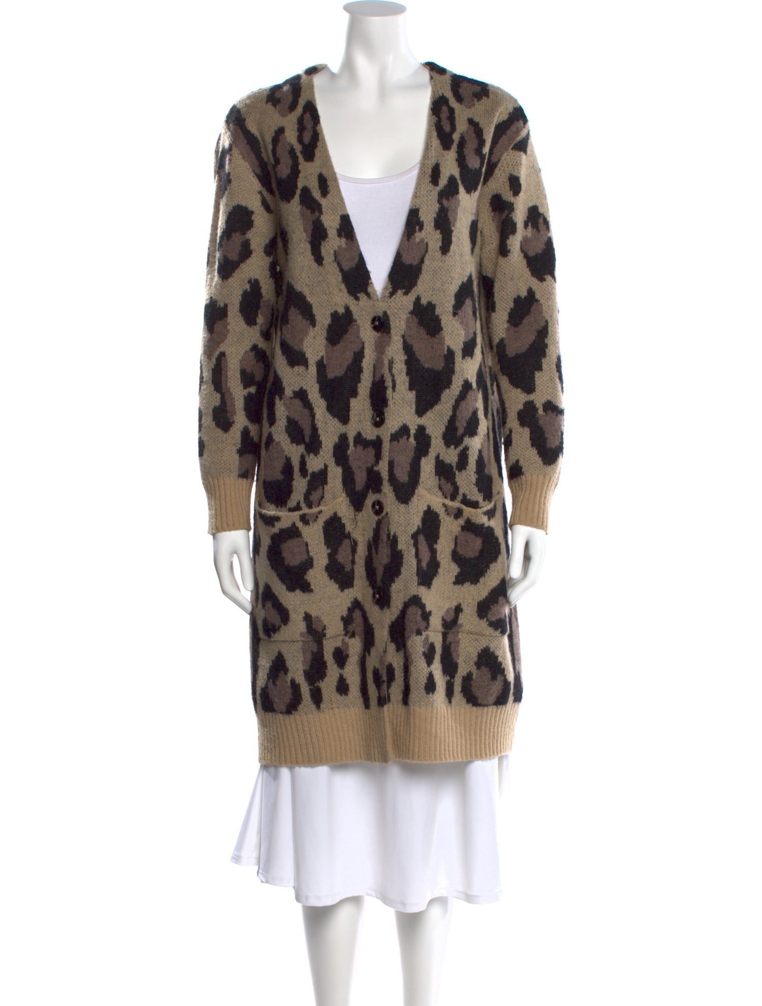 Pam & Gela Animal Print V-Neck Sweater