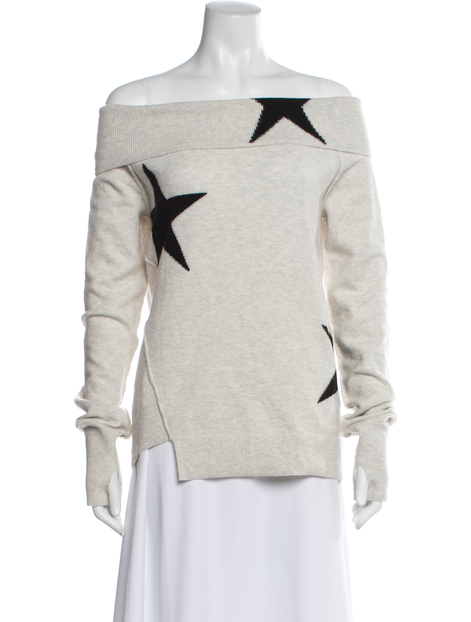 Pam & Gela Graphic Print Off-The-Shoulder Sweater