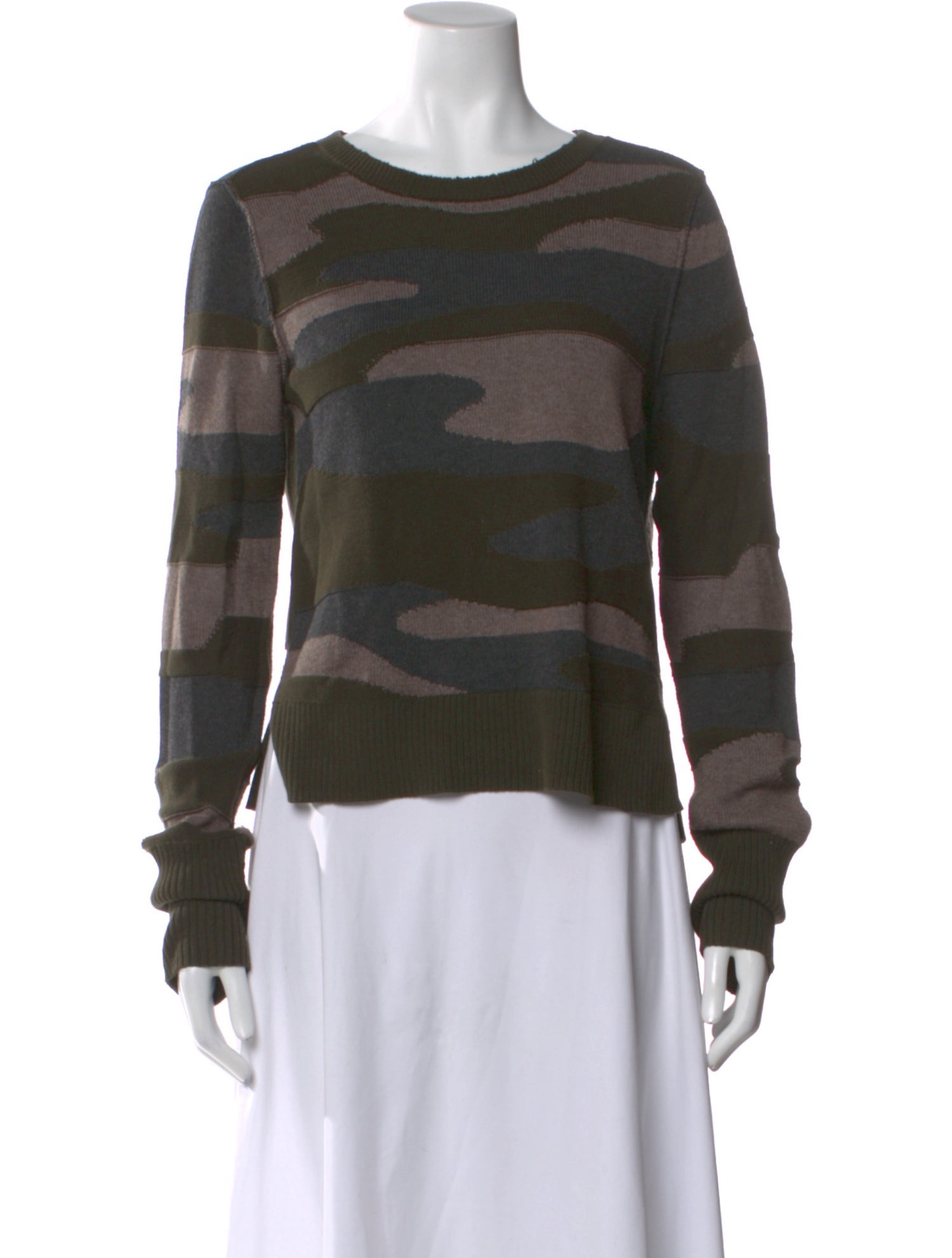 Pam & Gela Camouflage Print Crew Neck Sweater