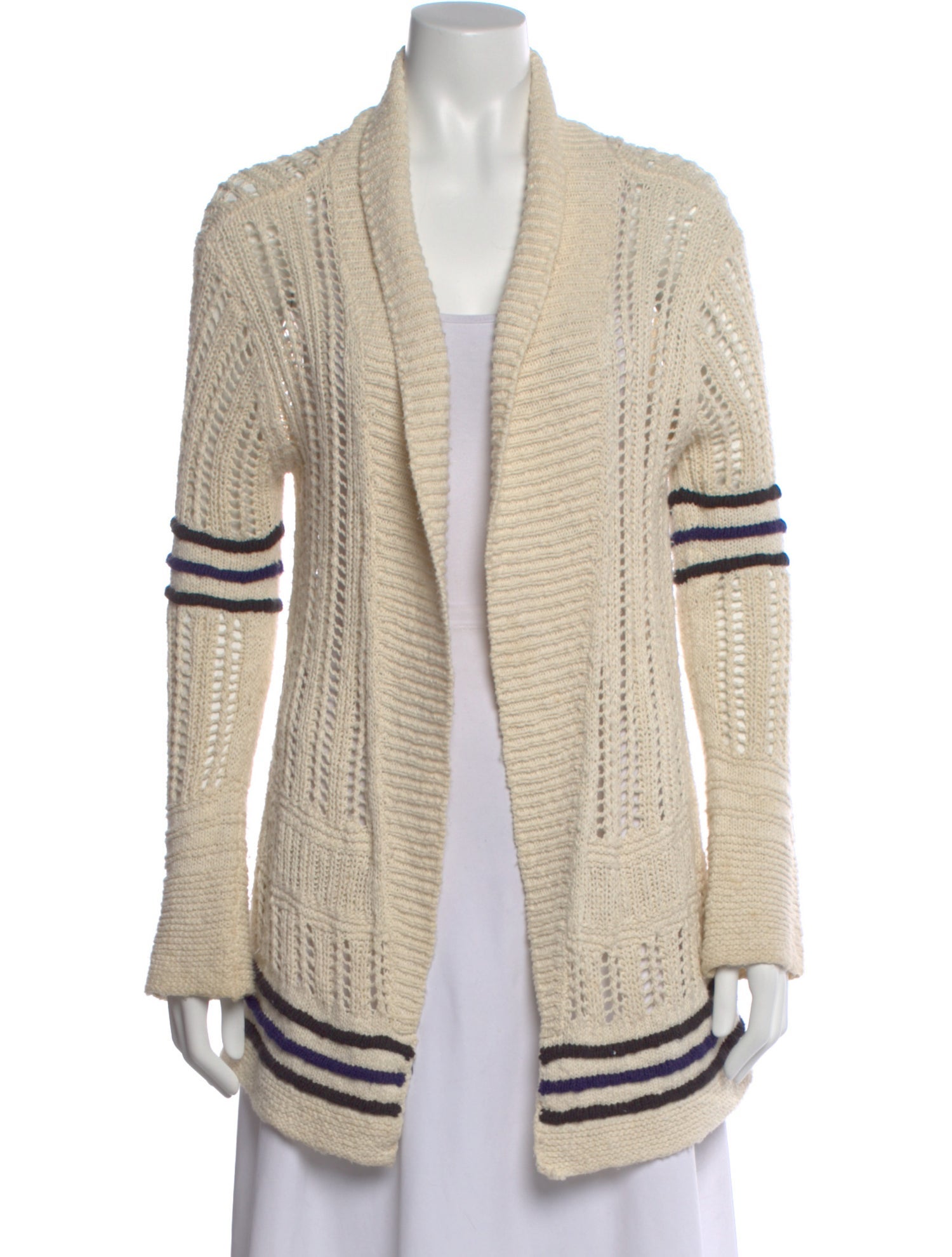 Pam & Gela Striped Open Front Sweater