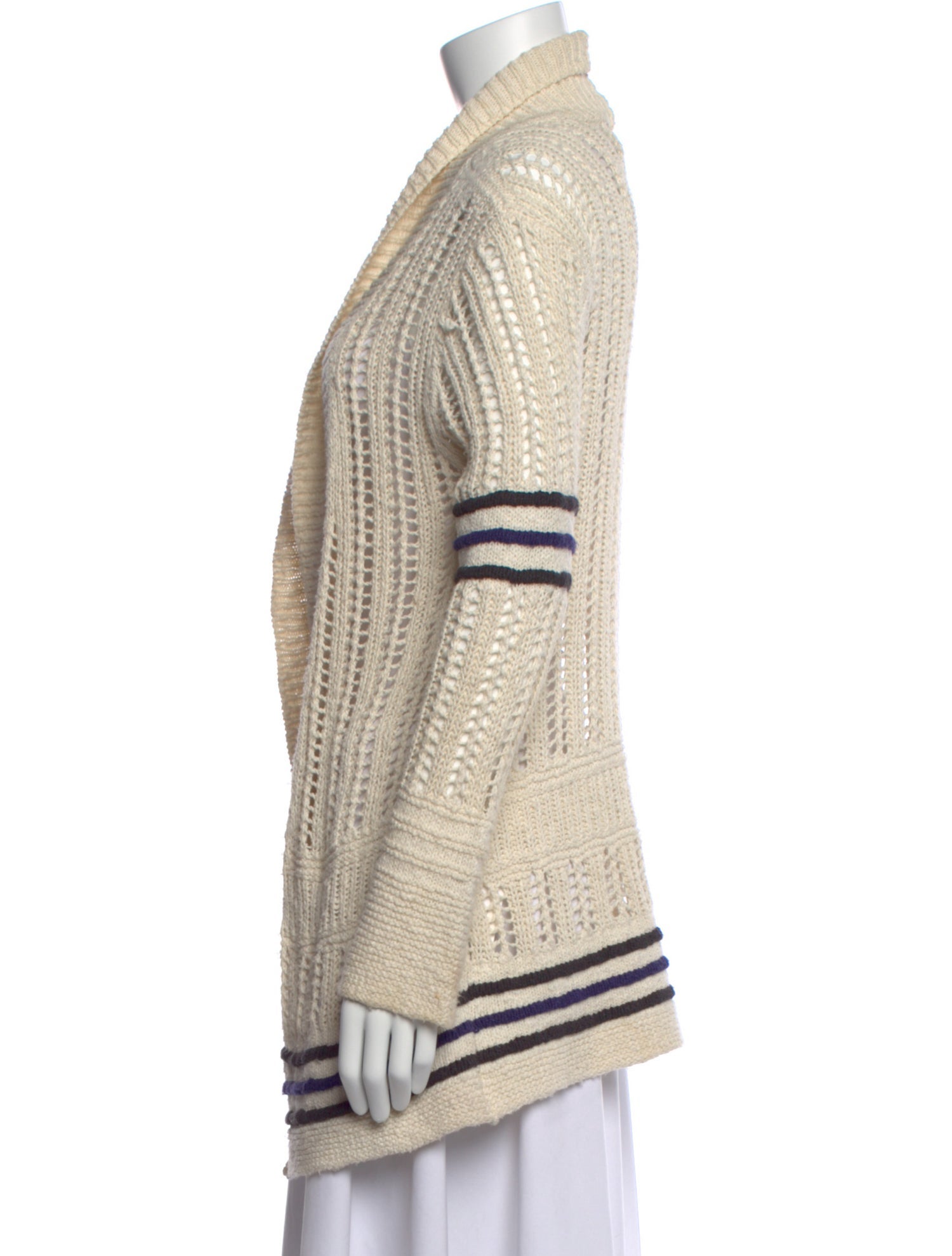 Pam & Gela Striped Open Front Sweater