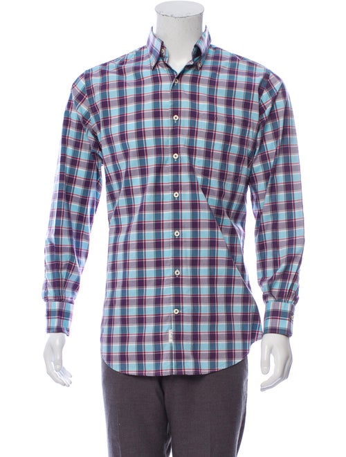 Peter Millar Madras Plaid Woven Shirt blue