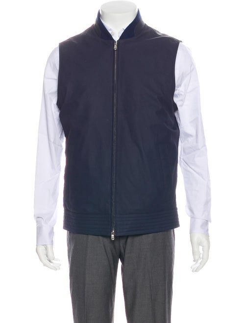 Peter Millar Leather Zip-Up Vest navy