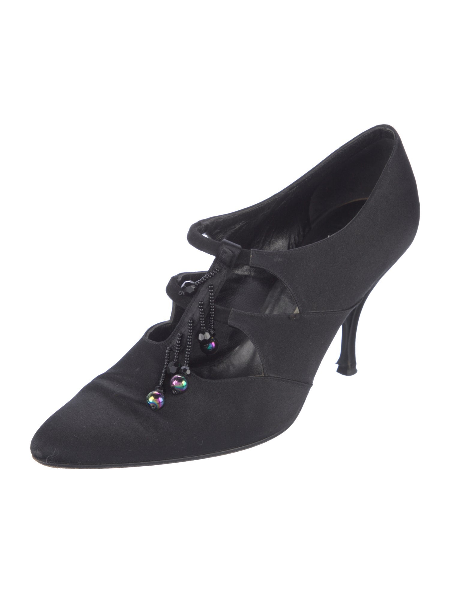 Philippe Model Satin Beaded Accents Pumps