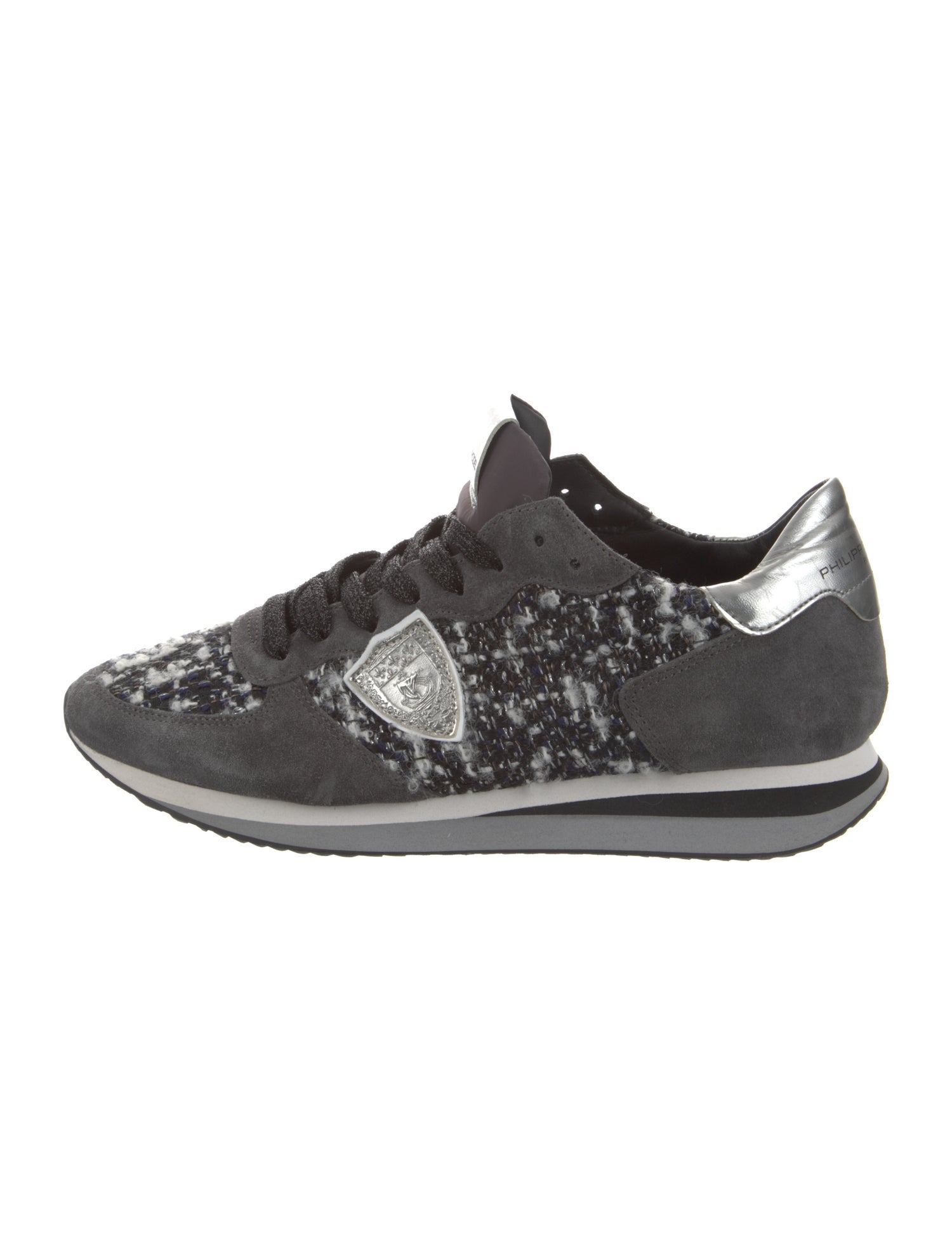 Philippe Model Leather Tweed Pattern Athletic Sneakers