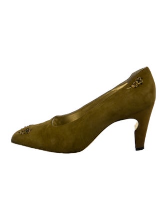 Philippe Model Suede Embroidered Accent Pumps