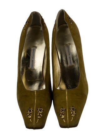 Philippe Model Suede Embroidered Accent Pumps