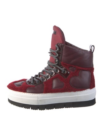 Philippe Model Faux Fur Printed Wedge Sneakers