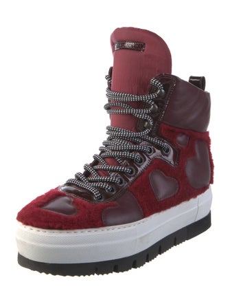 Philippe Model Faux Fur Printed Wedge Sneakers